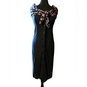 SALE! Vintage DVF 1990s Dress Cherry Cotton Wiggle Rockabilly Retro L